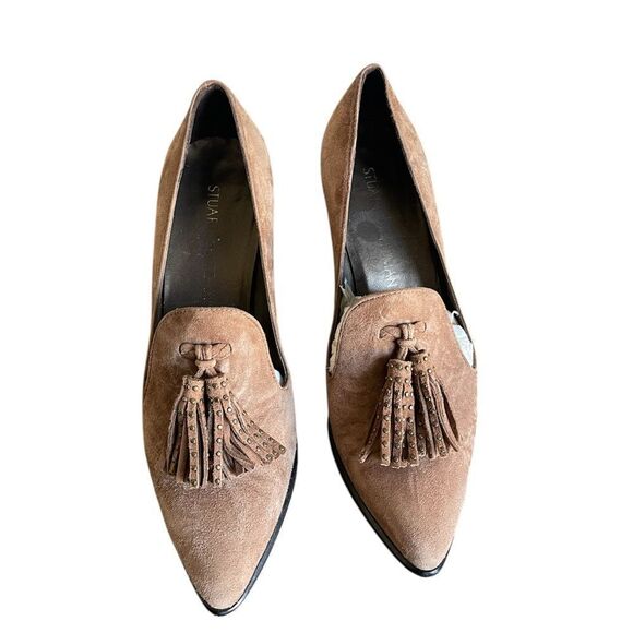 Stuart Weizman Broom Tassel Suede Block-heel Pumps size 7M - Picture 3 of 13